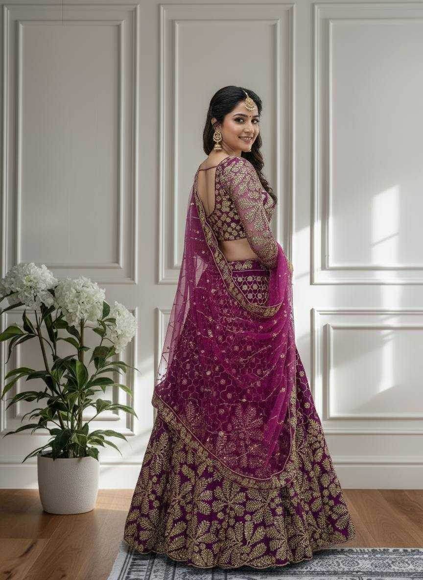 Butterfly Net Embroidered Lehenga - MYLUXURY LANE ENTERPRISE